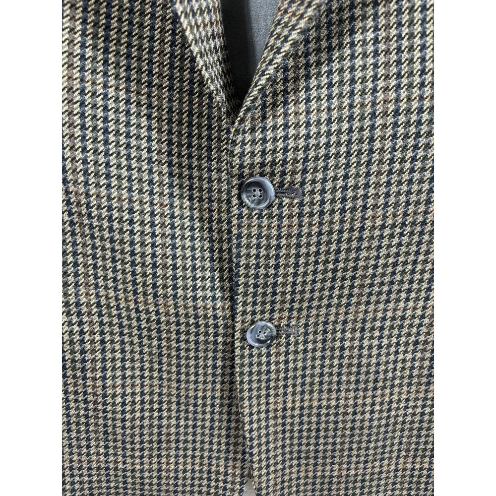 Vintage Orvis Blazer Mens 44S‎ Brown Houndstooth Wool Sport Coat Two Button